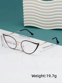 1 件女士猫眼眼镜，透明镜片，金属镜框，无度数 - 彩色 - 查看 6