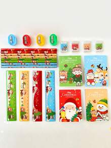 6pcs Christmas Stationery Set, School Activities Rewards, Small Prizes, Learning Supplies, Pencils Set, Halloween Small Gift - Red - View 8