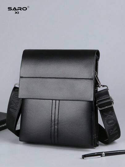 saroxi 1 st herraxelväska, mini-messengerväska för män, avslappnad axelväska med sidofickor, mångsidig för pendling, PU-läder, minimalistisk svart eller brun väska, present till pojkvän, alla hjärtans dag