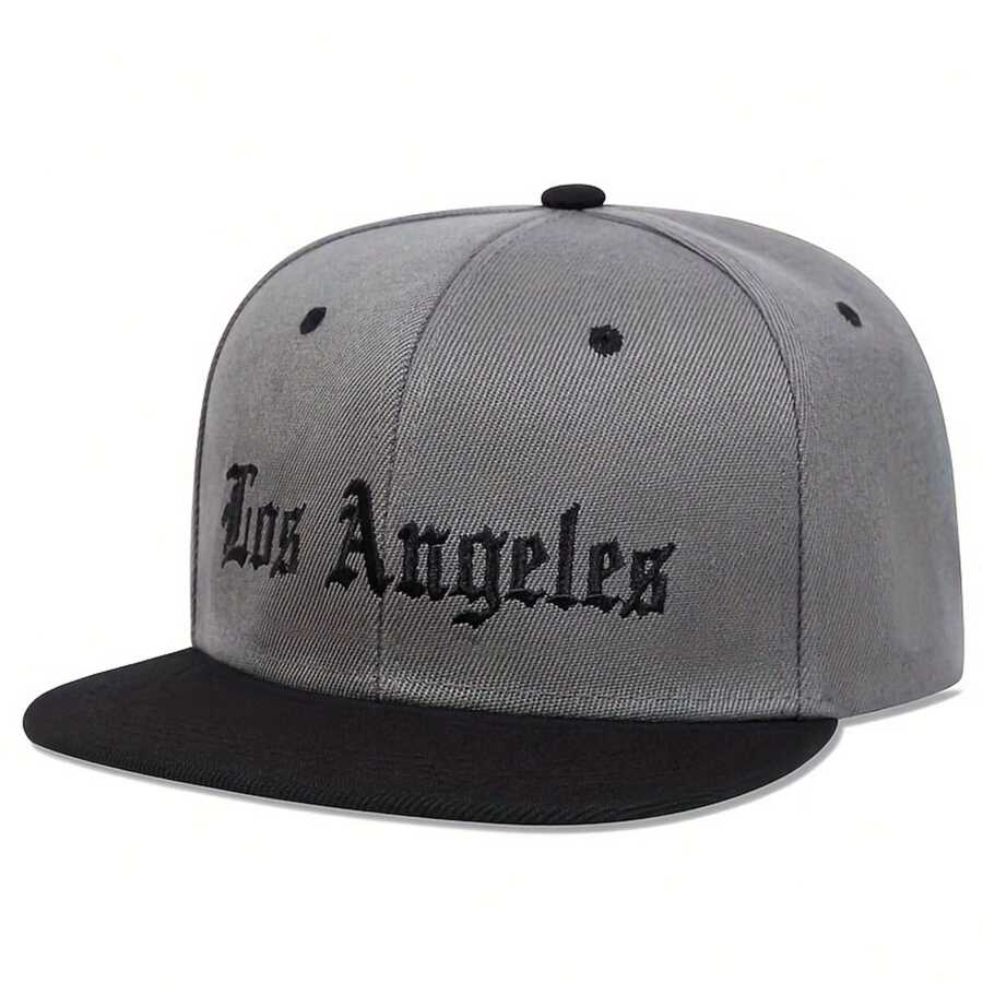 1Piece Men Los Angeles Letter Embroidered Hip Hop Hat Outdoor Sport Adjustable Sunscreen Leisure Hat Spring Autumn Travel Tourism Beach Vacation - 深灰色 - 查看 1