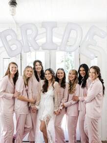 5pcs/Set 40-Inch Giant White BRIDE Letter Foil Balloons Set, White BRIDE Foil Balloon Banner, For Engagement, Bridal Shower, Bachelorette Party, Bridal Shower Gift, Becoming A Bride Party, Wedding - White - View 7