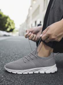 DaoLxi Zapatos para hombre de gimnasio, tenis, moda deportiva de malla, zapatillas deportivas ligeras, calzado cómodo para entrenamiento, correr y uso casual, color gris claro, ideales para vaqueros y estilo deportivo - Gris Claro - Ver 6