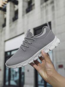DaoLxi Zapatos para hombre de gimnasio, tenis, moda deportiva de malla, zapatillas deportivas ligeras, calzado cómodo para entrenamiento, correr y uso casual, color gris claro, ideales para vaqueros y estilo deportivo - Gris Claro - Ver 3