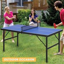 Portable Ping Pong Table,Indoor/Outdoor Ping Pong Table For Adults/Teens,Foldable Tennis Table With Net For Indoor Outdoor,Table Tennis Table With 2 Table Tennis Paddles And 3 Balls,60 X 26 X 27.5 Inch - Blue - View 7