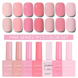 7Pcs/Set Gel Nail Polish Set Fall Shine Finish Semi Permanent Glitter Sequins Nail Polish Set Kit Soak Off Uv Varnish Nail Art For Manicure Nail Design Solid Color One Bottle 15ml