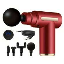 Pistola per massaggio LCD 720 da 1200 mAh ricaricabile tramite USB, fasciaguno potenziato per il rilassamento muscolare con 4 teste per il massaggio e 6 impostazioni di velocità, controllo touch, adatto per massaggi da ufficio per sedentari, atleti e bodybuilder per il rilassamento post-allenamento