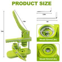 Button Machine, Badge Button Maker 58mm/2.08in, DIY Badge Press Machine With 100 Accessories & Circle Cutter, Rotatable Green Blanks Button Blanks Make Badge Maker Machine - Green - View 2