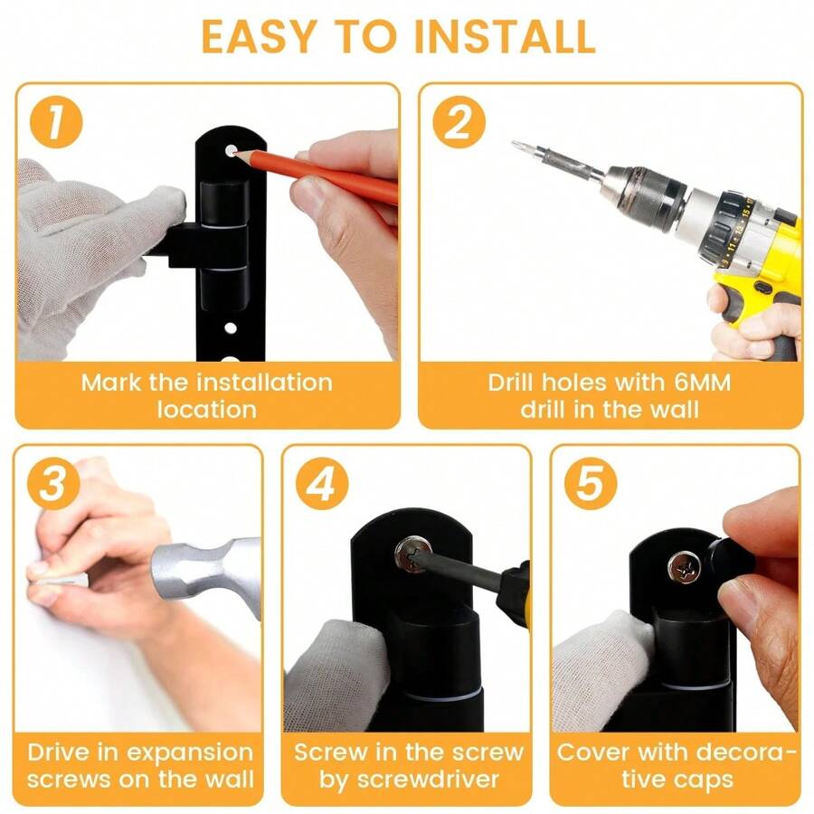 Motorcycle Helmet Rack Wall Mount 180 Degree Rotation Metal Bike Helmet