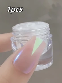 1瓶閃閃白銀珠光指甲粉，適用於婚禮與新娘美甲 - 鏡面效果指尖裝飾 - 白色 - 查看 9