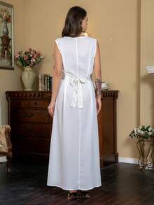 2 件套女士印花连衣裙和长袍，朴素的卡夫坦