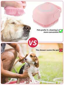 1 Cái Lược Chải Tắm Cho Chó Mèo Bằng Cao Su Silicone Cho Chó / Chó Con Lược Mát Xa Chải Lông Chải Lông Làm Sạch Bàn Chải Mềm Mại - Nhiều màu - Xem 3