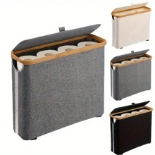 Kosz na 12 rolek papieru toaletowego - Pudełko do przechowywania papieru toaletowego - Najlepsze pudełko do przechowywania w łazience - Bambusowy kosz do przechowywania, uchwyt na papier toaletowy, organizer do łazienki - Kosz na papier toaletowy Wystrój łazienki Wystrój jesienny Powrót do szkoły