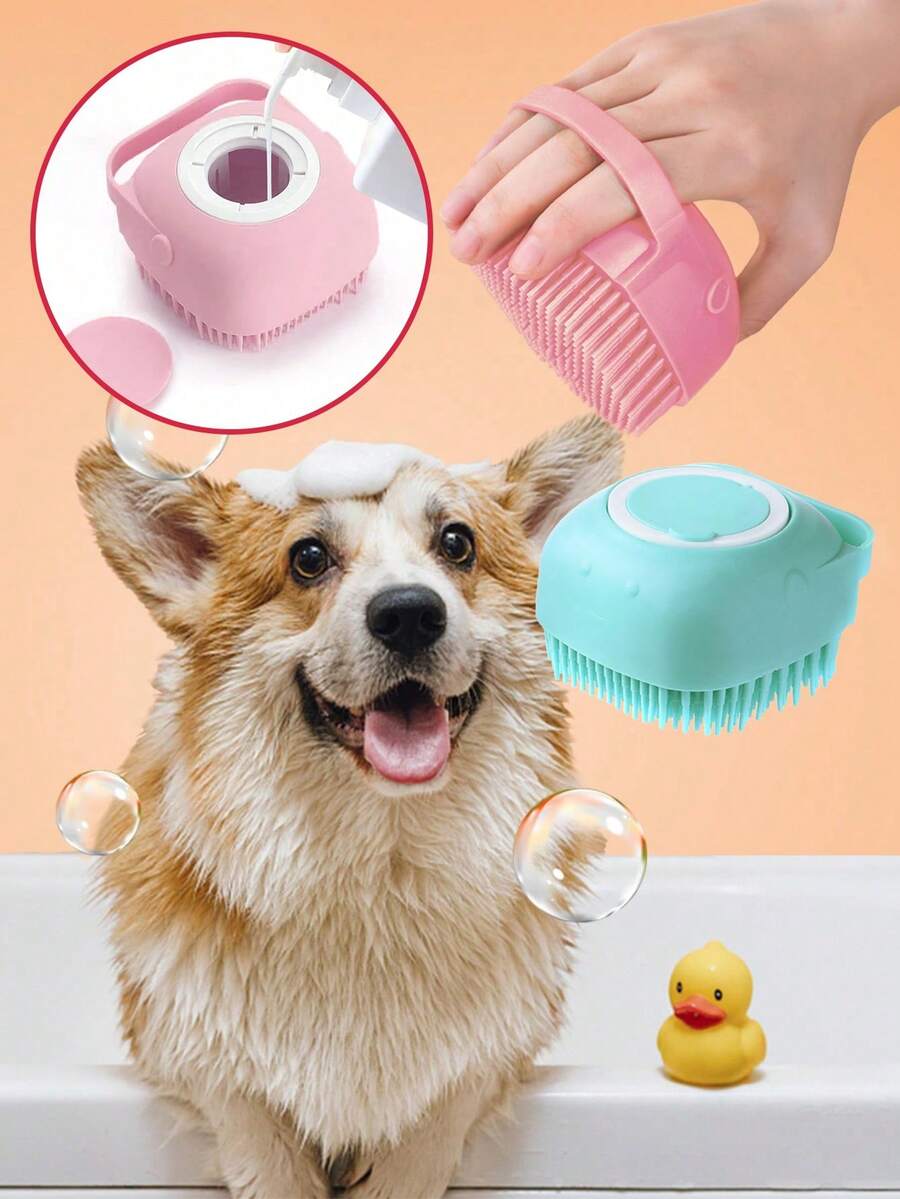 1 Cái Lược Chải Tắm Cho Chó Mèo Bằng Cao Su Silicone Cho Chó / Chó Con Lược Mát Xa Chải Lông Chải Lông Làm Sạch Bàn Chải Mềm Mại - Nhiều màu - Xem 1