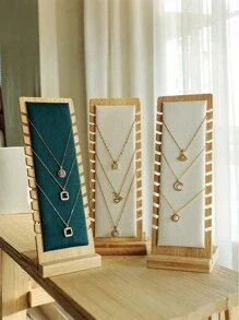 1 件优雅木制项链展示架：以时尚的方式展示您的珠宝收藏，天鹅绒竹木项链手链收纳展示架，适用于珠宝展示收纳，珠宝拍摄摄影道具，适合家庭使用和珠宝柜台零售展示，万圣节和圣诞节的理想礼物，万圣节的理想礼物，圣诞节阳光旅行酷炫返校 - 彩色 - 查看 3