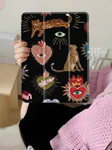 Leopard Print Protective Case, Compatible With IPad 10.2 Inch (2021/2020, 9th/8th Gen), Compatible With Samsung Galaxy Tab A8 10.5 Inch (2022), Compatible With Tablet Protective Case, With Pencil Slot, Supports Auto Sleep/Wake Function - Multicolor - View 4