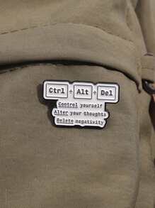 1pc Control Yourself Alter Your Thoughts Delete Negativity Pin Funny Computer Control Keyboard Ctrl+Alt+Del Metal Brooch Jewelry