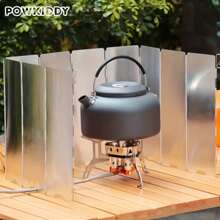 1 件便携式铝制露营燃气炉，带防风罩 - 耐用、防风且轻便的户外烹饪套件 - 銀色 - 查看 1