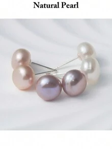 1 对简约仿珍珠 925 银耳环，适合女士日常佩戴、婚礼、圣诞礼物 - 白色 - 查看 6