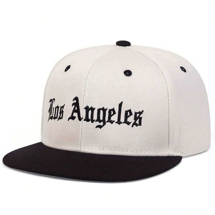 1Piece Men Los Angeles Letter Embroidered Hip Hop Hat Outdoor Sport Adjustable Sunscreen Leisure Hat Spring Autumn Travel Tourism Beach Vacation - 米色 - 查看 1