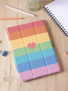 1pc Colorblock Heart Pattern Flat Protective Case, Compatible With IPad 10.2 Inch, Compatible With IPad Pro 11 2021/2020/10th Gen, Compatible With IPad Mini 4/5/6, Compatible With Samsung Galaxy Tab A8 10.5 Inch 2022, Compatible With Huawei Matepad 10.4/Tab, Compatible With Xiaomi, Pencil Slot, Auto Sleep/Wake Support