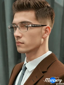 2024 New Frameless Trimmed Carved Decor Men's Fashion Business Casual All-Match Personalized Decoration Glasses