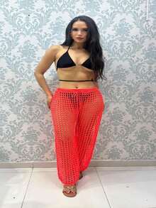 Knitted Beach Pants Women's Beach Skirt - 橘色 - 查看 1