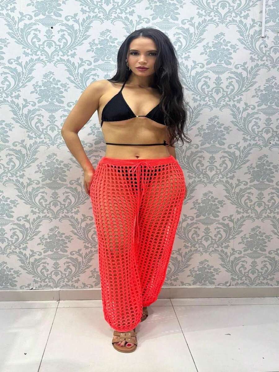 Knitted Beach Pants Women's Beach Skirt - 橘色 - 查看 1