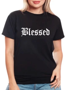 Women's Baby Look Blesse T-Shirt - Tumblr Style / NEW RELEASE - 黑色 - 查看 1