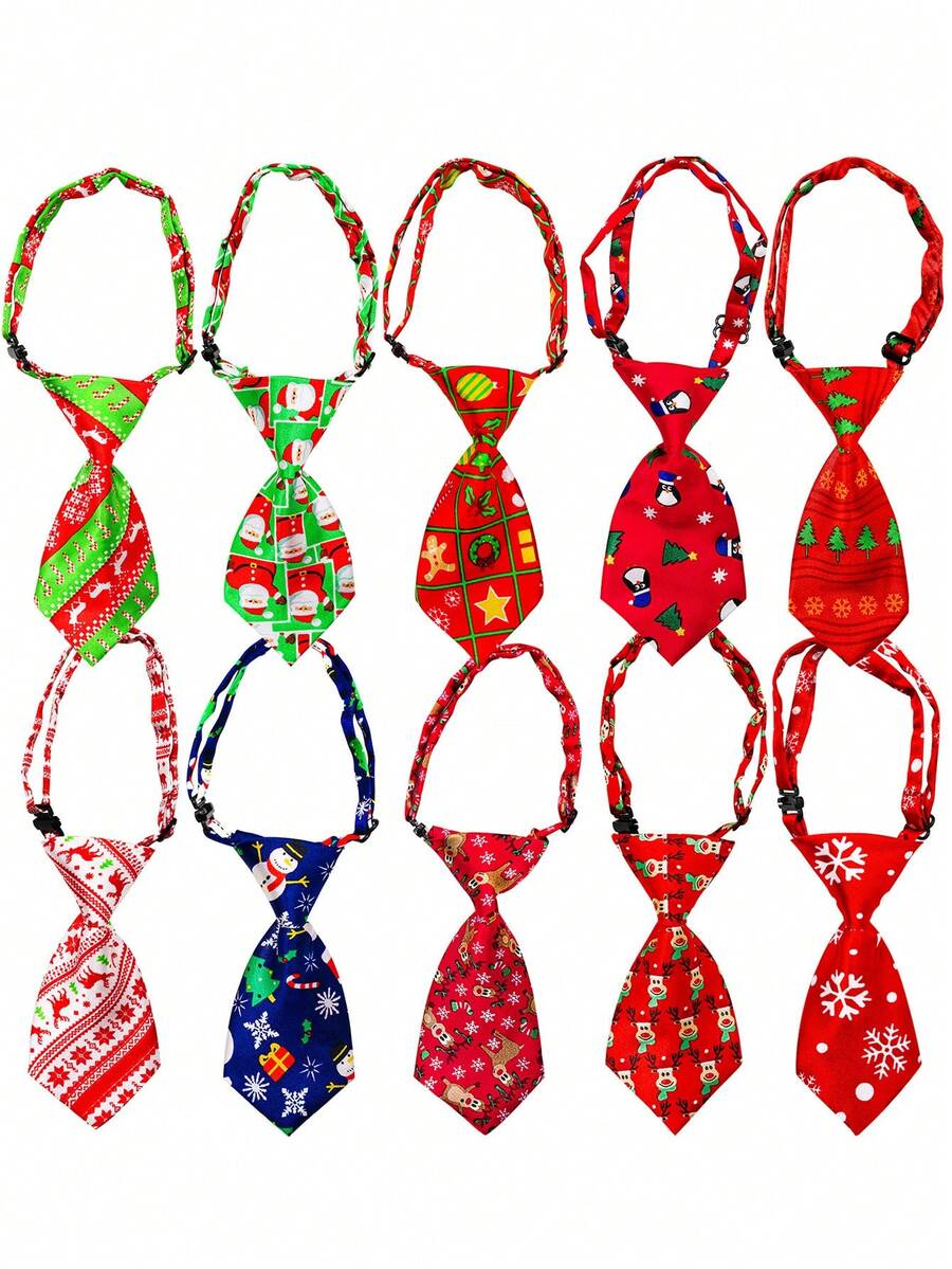 3pcs Christmas Dog Tie, Adjustable Size Pet Dog Tie For Christmas Dog
