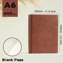 1 peça, caderno super grosso A6 (4,13 * 5,6 polegadas) blocos de notas fofos cores criatividade papelaria 640 páginas capa de PU em branco papelaria material de escritório escolar (para esboços e grafite)