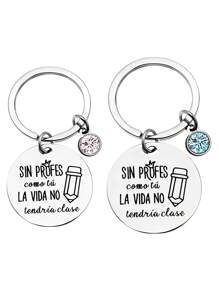 1pc Stainless Steel Engraved Plate Tag, Graduation Season Gift For Teachers, Mentors, Classmates - Multicolor - View 7