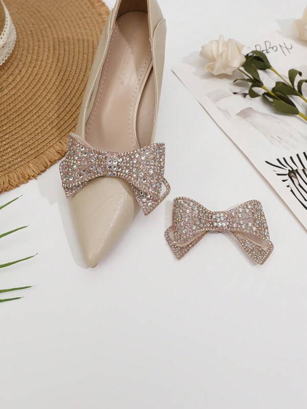 1 paire de nouveaux clips à chaussures en alliage étincelant et strass à la mode, décorations de chaussures amovibles convenant aux talons hauts et sandales pour femmes
