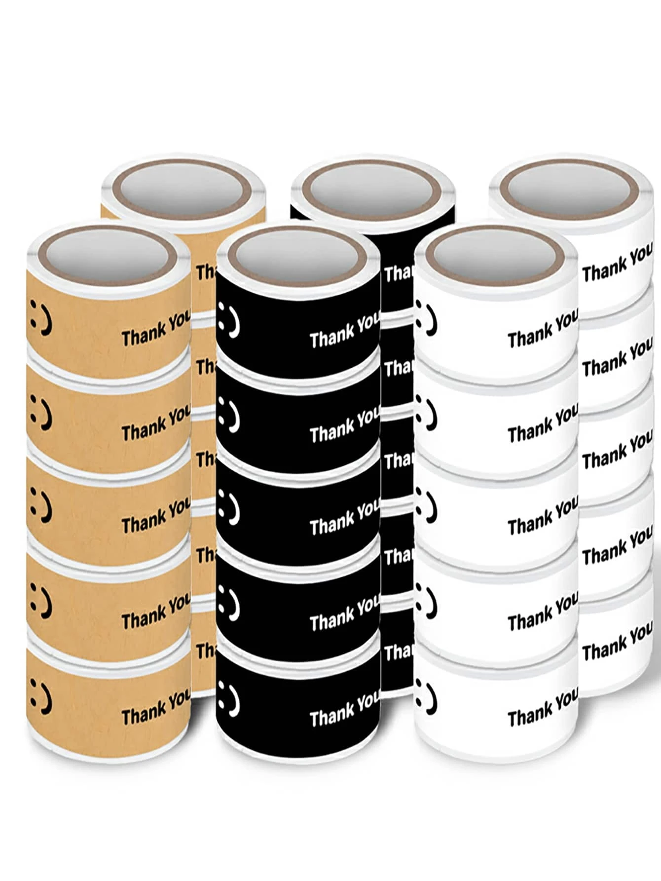 10 Rolls Of 1200pcs Smiling Face Thank You Labels 76mmX25mm Thermal