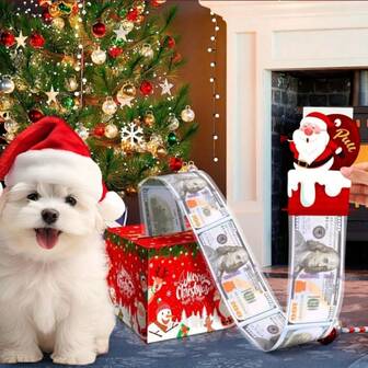 1 件圣诞快乐拉绳礼盒 - 给朋友、女朋友、妻子、姐妹、礼品现金收纳盒、完美的节日派对礼物带来惊喜