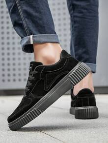 Giày đế bằng chống trượt thoải mái và thoáng khí dành cho nam, giày thể thao buộc dây thời trang hàng ngày và giày thể thao - màu đen - Xem 7