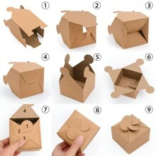 30pcs Mini Paper Boxes, Size 7.8x7.8x5cm, Customized Letter & Text, Brown Kraft Flower Shape Paper Gift Boxes, Suitable For Small Gifts Like Chocolate, Candy, Candle, Soap, Essential Oil Soap, Handmade Crafts. Applicable For Various Festivals, Parties, Weddings, Anniversaries, Or Small Business Product Packaging.