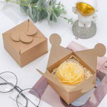 30pcs Mini Paper Boxes, Size 7.8x7.8x5cm, Customized Letter & Text, Brown Kraft Flower Shape Paper Gift Boxes, Suitable For Small Gifts Like Chocolate, Candy, Candle, Soap, Essential Oil Soap, Handmade Crafts. Applicable For Various Festivals, Parties, Weddings, Anniversaries, Or Small Business Product Packaging.