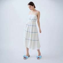 MUCCCUTE Women's Bow Flat Sandals Square Open Toe Fashion Slip On Slides Sandals Comfort Slippers For Summer - 藍色 - 查看 9