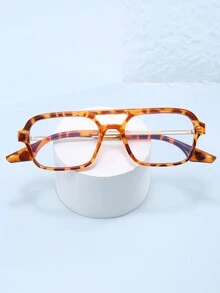 1副方形时尚平光镜片眼镜，欧美风格，适合青少年 - 無色 - 查看 6