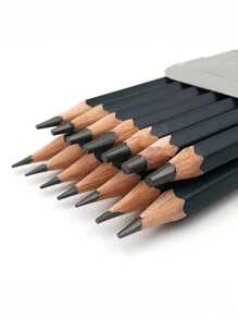 一套 12 支素描铅笔 2H HF HB B 2B-8B 软木六角杆素描铅笔，返校，学校用品 - 彩色 - 查看 2