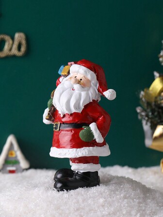 1 pieza Estatua decorativa de Papá Noel para Nochebuena, campana de cascabel de resina creativa con gran bolsillo que lleva un regalo, apto para decoración navideña, decoración del hogar, suministros para fiestas, regalo de Navidad, sala de estar, dormitorio, oficina