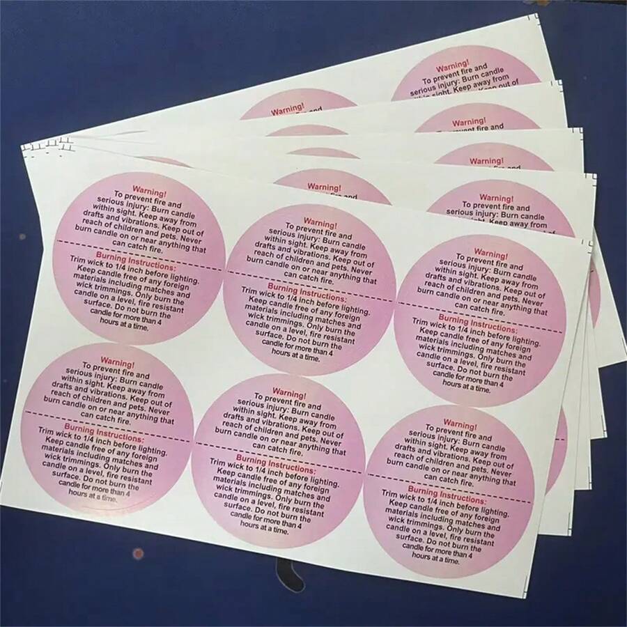 48pcs Wax Candle Warning Stickers 8pcs Black And Assorted Color Paper