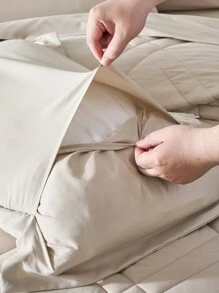 7 Piece Bed In A Bag Comforter Set Queen, Fashion Solid Geometry   Comforter And Sheet,Pillowcase Set, Soft Microfiber , Comfortable And Warm Bedding Set,Bedroom Decor For All Seasons,Ideal Gift - 卡其色 - 查看 7