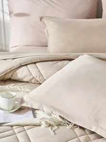 7 Piece Bed In A Bag Comforter Set Queen, Fashion Solid Geometry   Comforter And Sheet,Pillowcase Set, Soft Microfiber , Comfortable And Warm Bedding Set,Bedroom Decor For All Seasons,Ideal Gift - 卡其色 - 查看 6