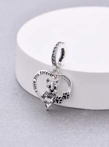 HuooNew 1 pièce Pendentif en argent sterling 925 exquis avec zircone cubique pour chien, convient pour bracelet DIY, cadeau commémoratif pour animal de compagnie unisexe