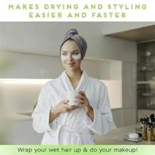 Bộ 1 khăn tắm sợi siêu mềm dành cho phụ nữ - Nhanh khô, siêu thấm hút, chăm sóc nhẹ nhàng cho tóc xoăn hoặc hư tổn, phụ kiện phòng tắm màu trơn - Nhiều màu - Xem 5