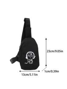 兒童臀包,輕盈跨身包,卡通胸包,男女兒童旅行時尚背包 - 黑色 - 查看 2