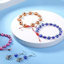 80pcs/Bag 15 Style Evil Eye Beads 8mm Evil Eye Charms Beads For Jewelry Making Turkish Beads Spacer Beads For DIY Bracelet Earring Necklace Crafts Making - Multicolor - View 8