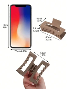 4 件装女士高端哑光米色沐浴发爪夹、洗发碗发夹、大号鲨鱼爪发夹（适合后脑勺）、返校发饰 - 多色 - 查看 9