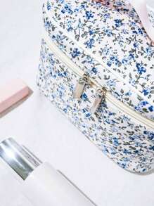 1 pieza Bolso organizador de maquillaje y cosméticos de gran capacidad, bolso de aseo para viaje, estuche de tocador plegable para herramientas de belleza, brochas de maquillaje, lápices de cejas, sombras de ojos, joyas, ropa interior, cepillo de dientes, productos para el cuidado de la piel, cepillo de pelo, esmalte de uñas, perfume, artículos de papelería, electrónicos - regalo de vacaciones